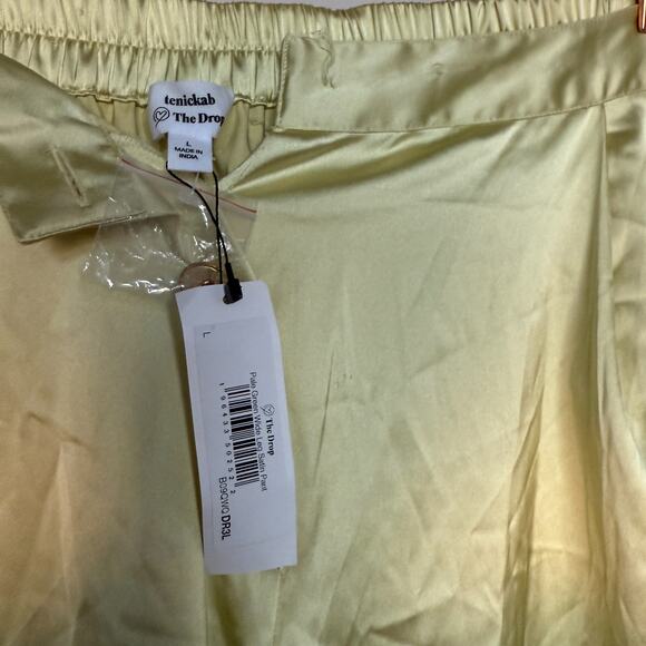 The Drop Womens Wide Leg Satin Pants by @tenickab Large Pale Green Citycore NEW - Picture 6 of 9